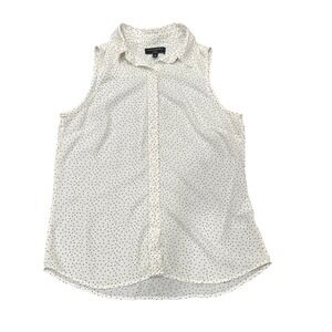 Banana Republic Classic Fit Sleeveless Polka Dot Button Down Shirt  Medium